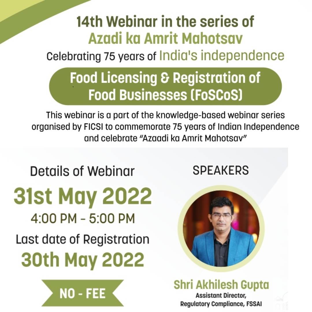 Webinar on Food Licensing & Registration of Food Businesses (FoSCoS)